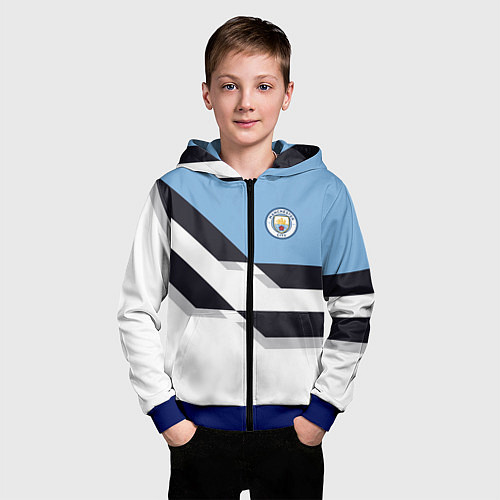 Детская толстовка на молнии Manchester City FC: White style / 3D-Синий – фото 3