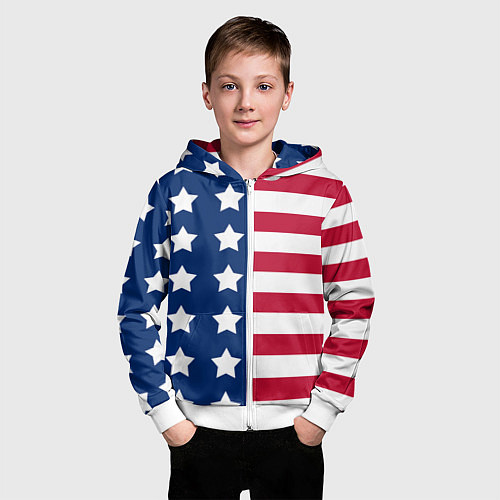 Детская толстовка на молнии USA Flag / 3D-Белый – фото 3