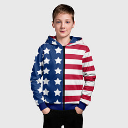 Толстовка на молнии детская USA Flag, цвет: 3D-синий — фото 2