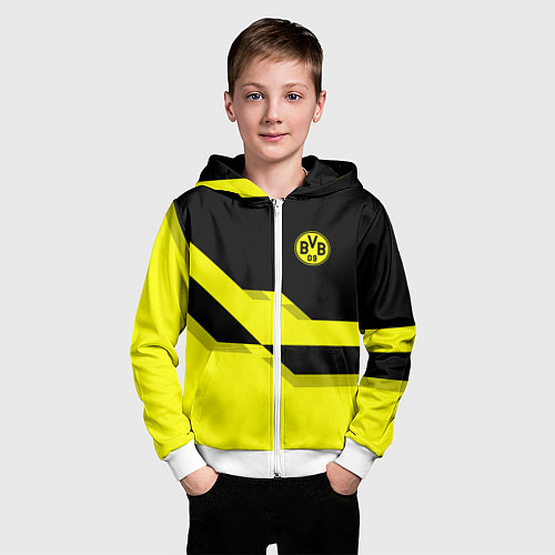 Детская толстовка на молнии BVB FC: Yellow style / 3D-Белый – фото 3