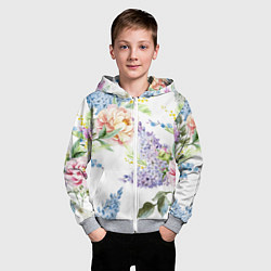 Толстовка на молнии детская Сирень и Пионы, цвет: 3D-меланж — фото 2