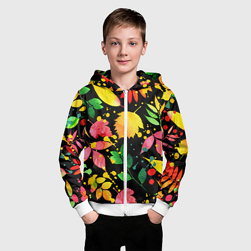 Детская толстовка на молнии Осень / 3D-Белый – фото 3