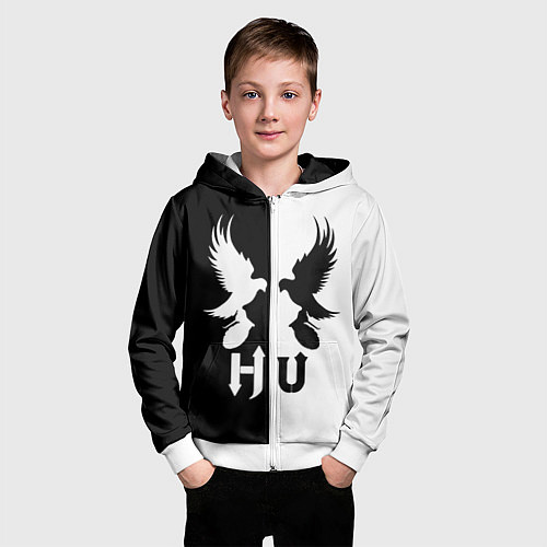 Детская толстовка на молнии HU: Black & White / 3D-Белый – фото 3