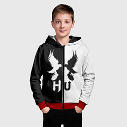 Толстовка на молнии детская HU: Black & White, цвет: 3D-красный — фото 2