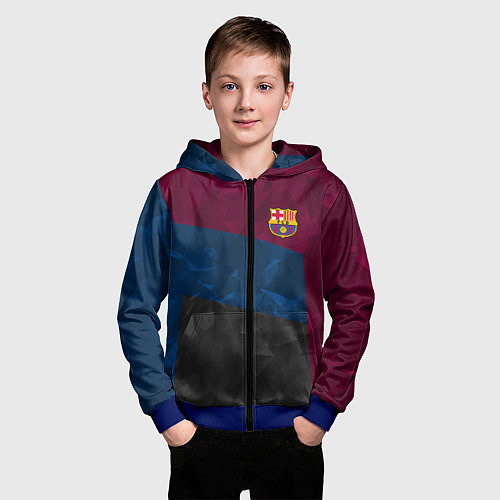 Детская толстовка на молнии FC Barcelona: Dark polygons / 3D-Синий – фото 3