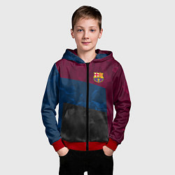 Толстовка на молнии детская FC Barcelona: Dark polygons, цвет: 3D-красный — фото 2