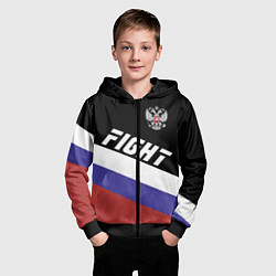 Толстовка на молнии детская Fight Russia, цвет: 3D-черный — фото 2