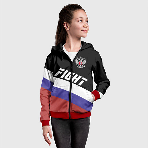 Детская толстовка на молнии Fight Russia / 3D-Красный – фото 4