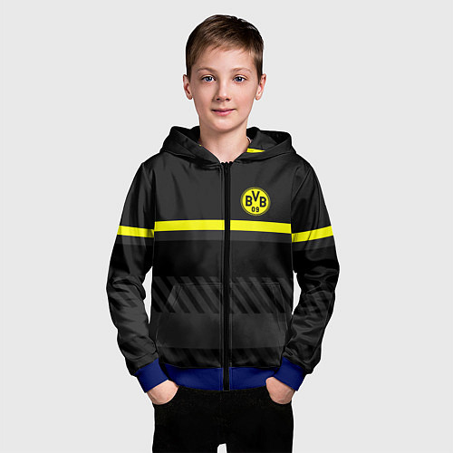 Детская толстовка на молнии FC Borussia 2018 Original #3 / 3D-Синий – фото 3