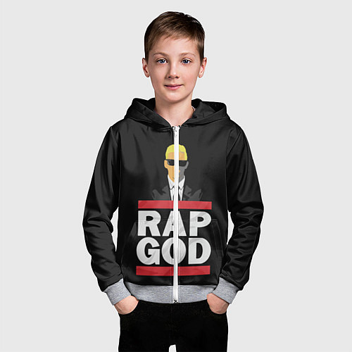 Детская толстовка на молнии Rap God Eminem / 3D-Меланж – фото 3