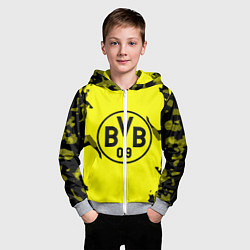 Толстовка на молнии детская FC Borussia Dortmund: Yellow & Black, цвет: 3D-меланж — фото 2