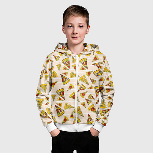 Детская толстовка на молнии Pizza Love / 3D-Белый – фото 3