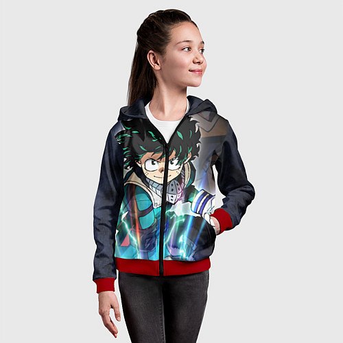 Детская толстовка на молнии My Hero Academia синий свет / 3D-Красный – фото 4