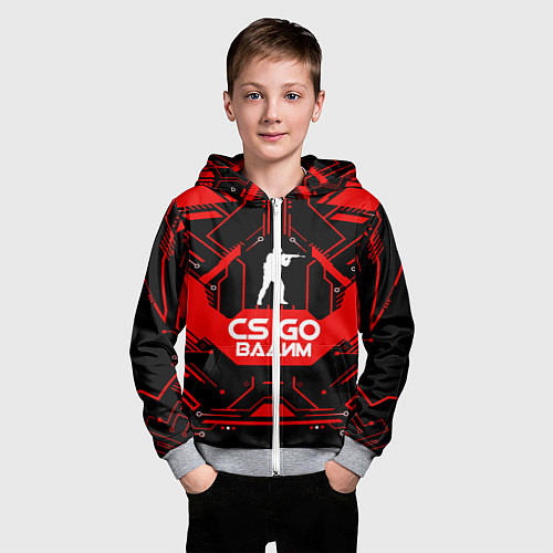 Детская толстовка на молнии CS:GO - Вадим / 3D-Меланж – фото 3