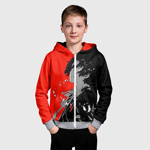 Детская толстовка на молнии Red Persona / 3D-Меланж – фото 3