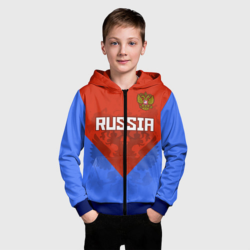 Детская толстовка на молнии Russia Red & Blue / 3D-Синий – фото 3