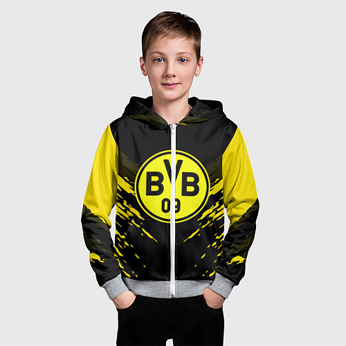 Детская толстовка на молнии Borussia FC: Sport Fashion / 3D-Меланж – фото 3