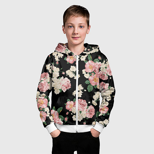 Детская толстовка на молнии Floral Pattern / 3D-Белый – фото 3