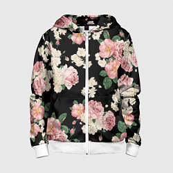 Толстовка на молнии детская Floral Pattern, цвет: 3D-белый