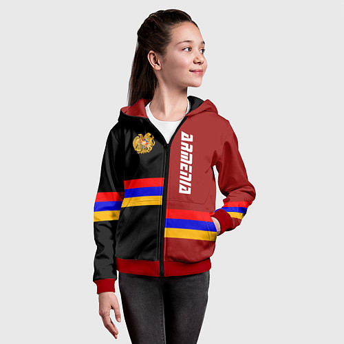 Детская толстовка на молнии Armenia / 3D-Красный – фото 4