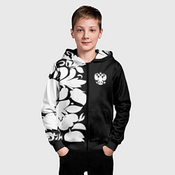Толстовка на молнии детская Russia: B&W Floral, цвет: 3D-черный — фото 2