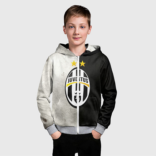 Детская толстовка на молнии FC Juventus W&B / 3D-Меланж – фото 3