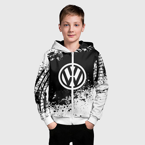 Детская толстовка на молнии Volkswagen: Black Spray / 3D-Белый – фото 3