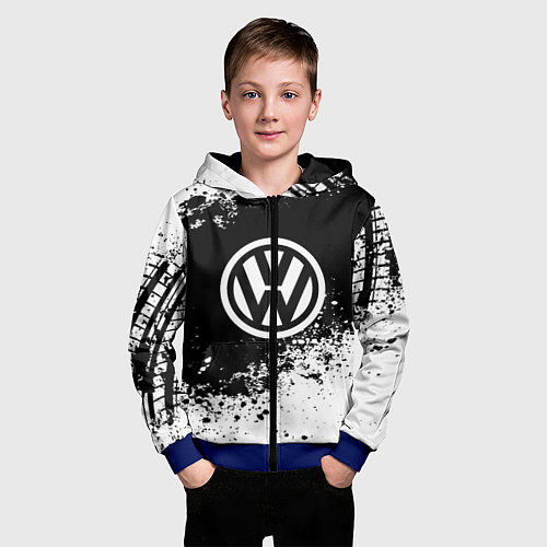 Детская толстовка на молнии Volkswagen: Black Spray / 3D-Синий – фото 3