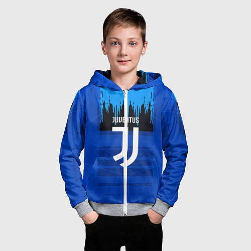 Детская толстовка на молнии FC Juventus: Blue Abstract / 3D-Меланж – фото 3