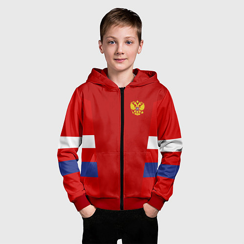 Детская толстовка на молнии Russia: Sport Tricolor / 3D-Красный – фото 3