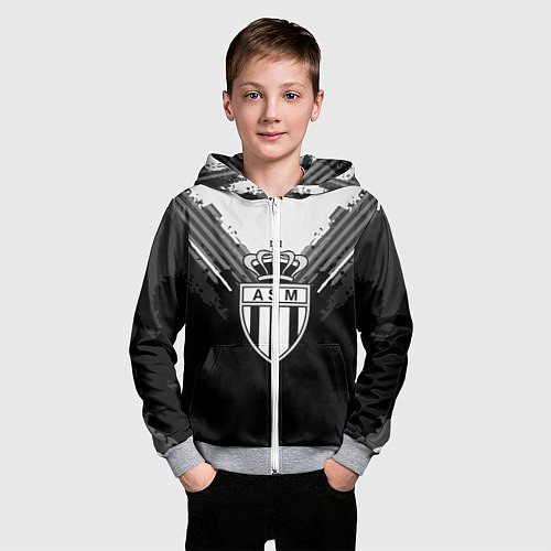 Детская толстовка на молнии FC Monaco: Black Style / 3D-Меланж – фото 3