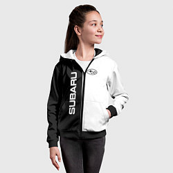Толстовка на молнии детская Subaru B&W, цвет: 3D-черный — фото 2