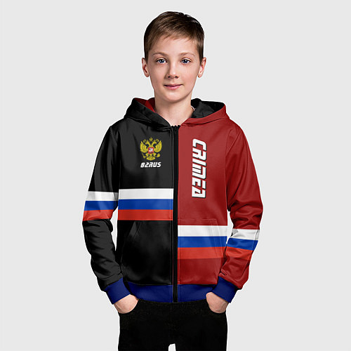 Детская толстовка на молнии Crimea, Russia / 3D-Синий – фото 3