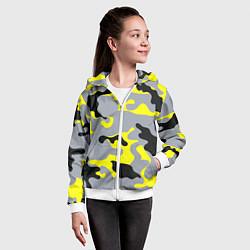 Толстовка на молнии детская Yellow & Grey Camouflage, цвет: 3D-белый — фото 2