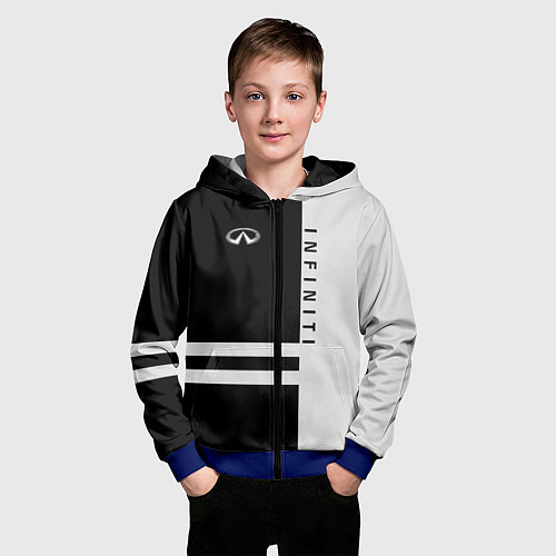 Детская толстовка на молнии Infiniti: B&W Lines / 3D-Синий – фото 3