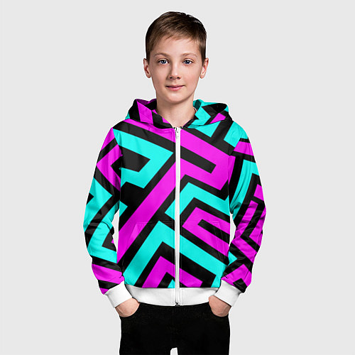 Детская толстовка на молнии Maze: Violet & Turquoise / 3D-Белый – фото 3