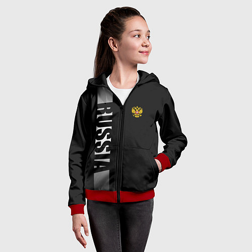 Детская толстовка на молнии Russia: Black Line / 3D-Красный – фото 4