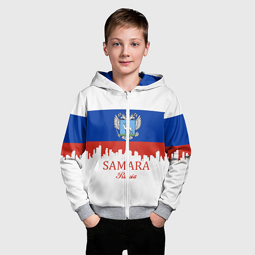 Детская толстовка на молнии Samara: Russia / 3D-Меланж – фото 3