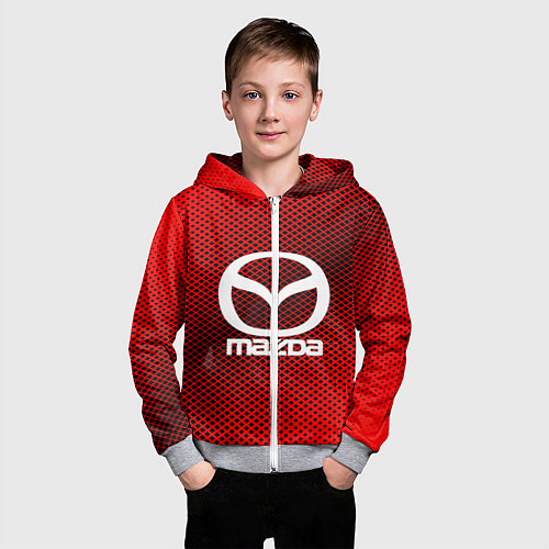 Детская толстовка на молнии Mazda: Red Carbon / 3D-Меланж – фото 3