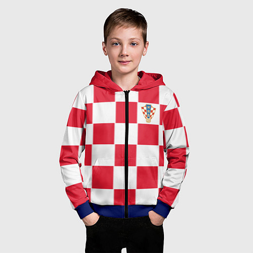 Детская толстовка на молнии Сборная Хорватии: Домашняя ЧМ-2018 / 3D-Синий – фото 3