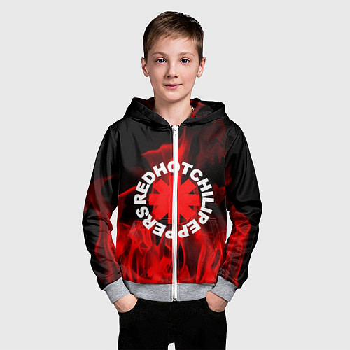 Детская толстовка на молнии RHCP: Red Flame / 3D-Меланж – фото 3