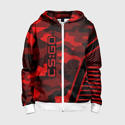 Толстовка на молнии детская CS:GO Red Camo, цвет: 3D-белый