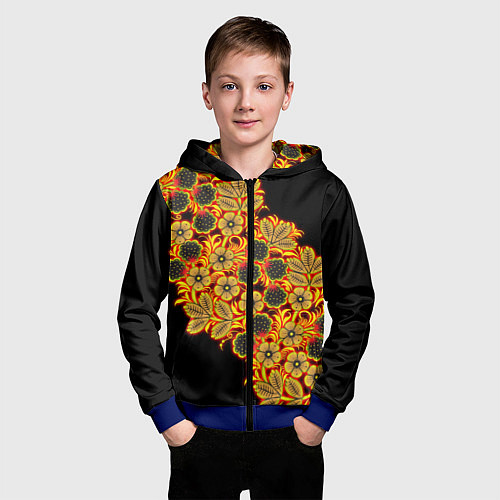 Детская толстовка на молнии Славянская роспись / 3D-Синий – фото 3