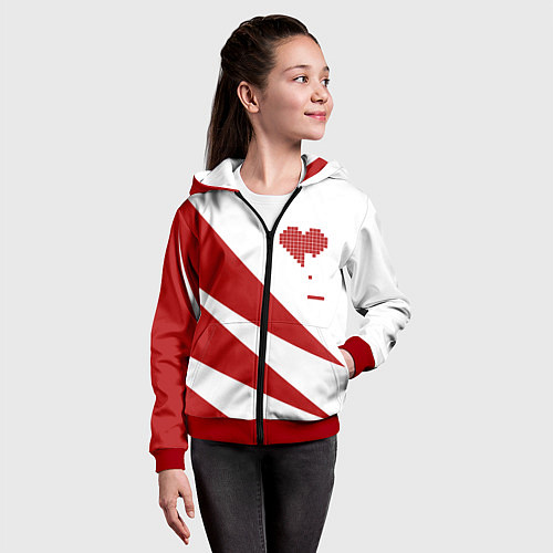 Детская толстовка на молнии Игра в сердца / 3D-Красный – фото 4