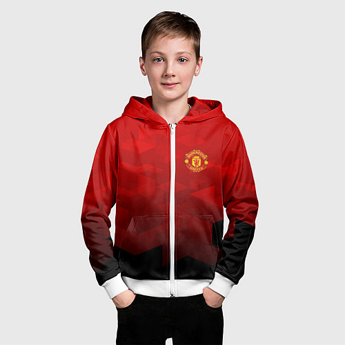 Детская толстовка на молнии FC Man UTD: Red Poly / 3D-Белый – фото 3