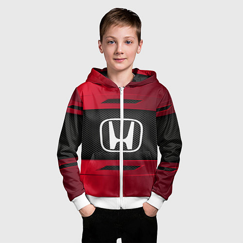 Детская толстовка на молнии Honda Sport / 3D-Белый – фото 3