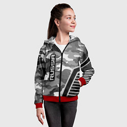 Толстовка на молнии детская Russia: Grey Camo, цвет: 3D-красный — фото 2