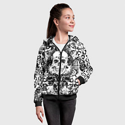 Толстовка на молнии детская Grunge Skull, цвет: 3D-черный — фото 2