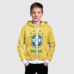 Толстовка на молнии детская Brazil Team, цвет: 3D-белый — фото 2