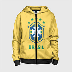 Толстовка на молнии детская Brazil Team, цвет: 3D-черный